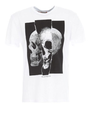 ALEXANDER MCQUEEN: t-shirt - T-shirt bianca con stampa Skull