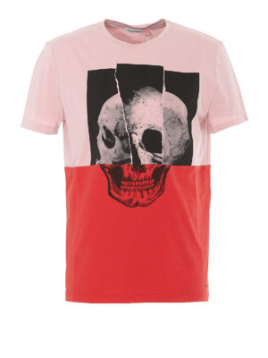 ALEXANDER MCQUEEN: t-shirts - Torn Skull print two-tone T-shirt