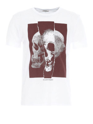 ALEXANDER MCQUEEN: t-shirt - T-shirt con stampa Skull effetto vintage
