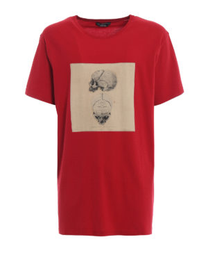 ALEXANDER MCQUEEN: t-shirt - T-shirt rossa con stampa Skull vintage