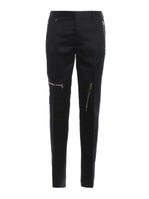 ALEXANDER MCQUEEN: Tailored & Formal trousers - Satin trousers with zippers