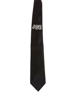 ALEXANDER MCQUEEN: ties & bow ties - Logo embroidery silk tie