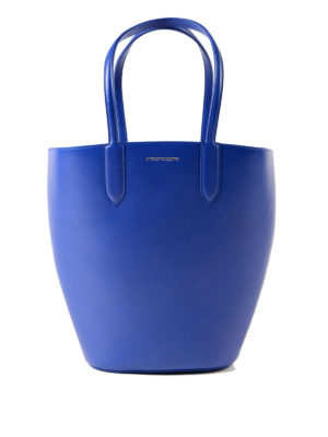ALEXANDER MCQUEEN: shopper - Basket Bag piccola in pelle blu