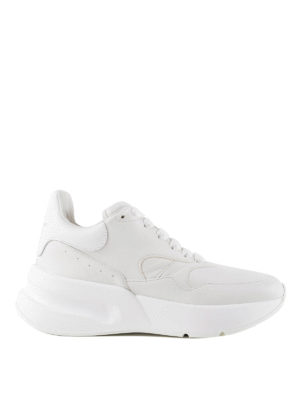 ALEXANDER MCQUEEN: sneakers - Sneaker Runner Oversize in pelle bianca
