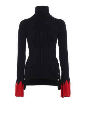 ALEXANDER MCQUEEN: maglia a collo alto e polo - Dolcevita in misto lana con polsini rossi