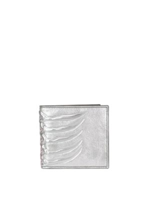 ALEXANDER MCQUEEN: portafogli - Portafoglio argentato in pelle