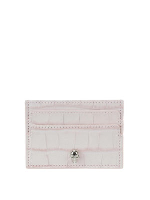 ALEXANDER MCQUEEN: portafogli - Portacarte in pelle stampa cocco con Skull