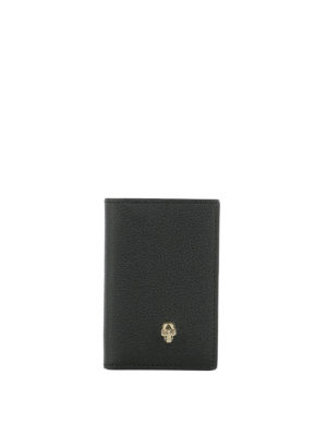 ALEXANDER MCQUEEN: portafogli - Portafoglio billfold nero dettaglio Skull