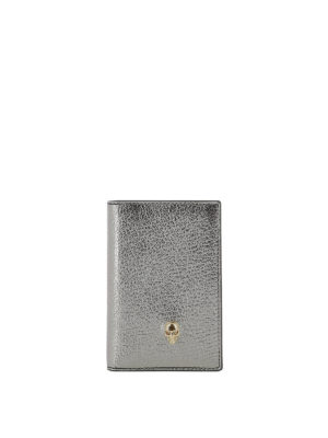 ALEXANDER MCQUEEN: portafogli - Portafoglio billfold argento dettaglio Skull