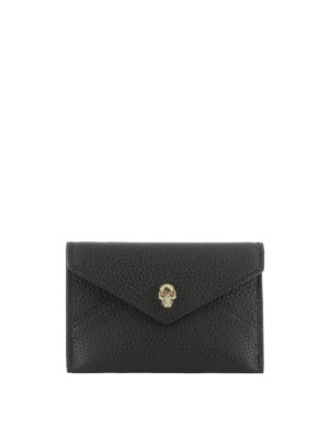 ALEXANDER MCQUEEN: portafogli - Portacarte in pelle a grana Skull Envelope