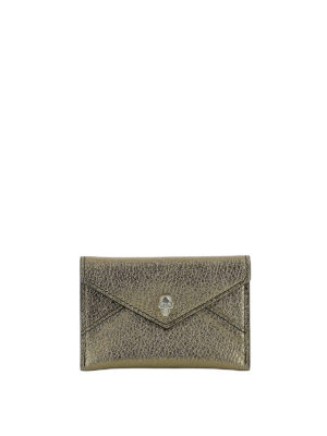 ALEXANDER MCQUEEN: portafogli - Portacarte metallizzato oro Skull Envelope