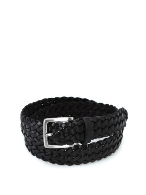 Anderson's: cinture - Cintura con fibbia in pelle nera intrecciata