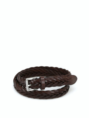 Anderson's: cinture - Cintura con fibbia pelle marrone intrecciata