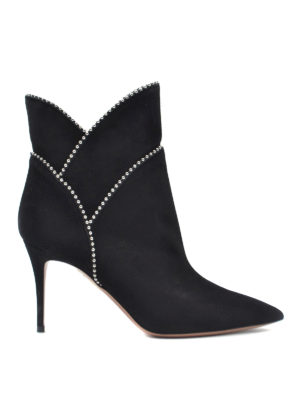 Aquazzura: ankle boots - Crystal-embellished suede booties
