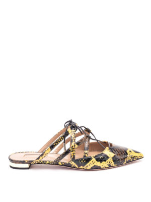 Aquazzura: sabot - Sabot in pelle con stampa pitone