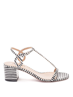 Aquazzura: sandali - Sandali con tacco a righe bianche e nere