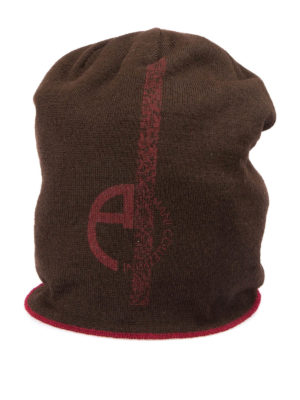 Armani Collezioni: beanies - Logo print wool blend beanie