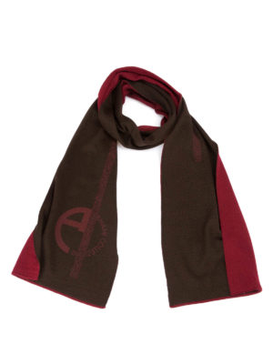 Armani Collezioni: scarves - Logo print wool blend scarf