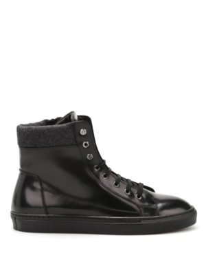 ARMANI COLLEZIONI: trainers - Leather high top trainers