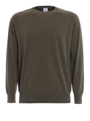 ASPESI: crew necks - Green cotton crew neck sweater