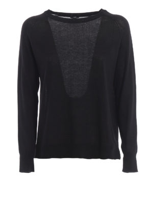 ASPESI: maglia collo rotondo - Pull in cotone nero con maniche raglan
