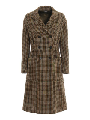 ASPESI: knee length coats - Houndstooth wool double-breasted coat
