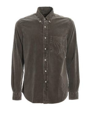 ASPESI: shirts - Button down grey corduroy shirt