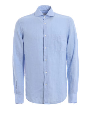ASPESI: camicie - Camicia in lino azzurro
