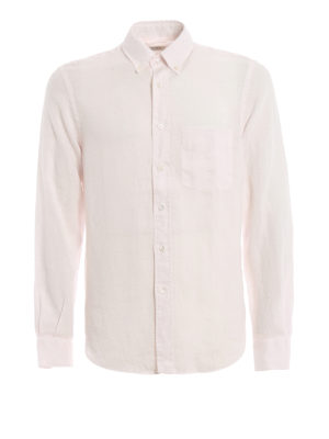 ASPESI: camicie - Camicia Magra bianca in lino b/d