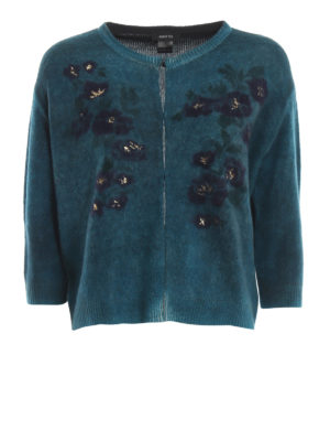 AVANT-TOI: cardigan - Cardigan turchese in cashmere fiorato
