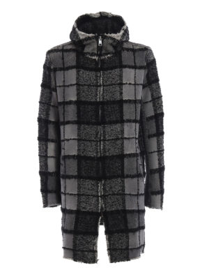 AVANT-TOI: parkas - Bouclé check and knit back hooded parka
