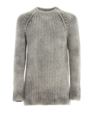 AVANT-TOI: maglia a collo alto e polo - Lupetto grigio a costa inglese in alpaca