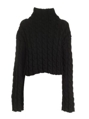 BALENCIAGA: Turtlenecks & Polo necks - Tricot effect pullover in black