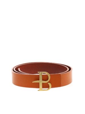 BALLANTYNE: belts - Belt in orange with golden logo buckle