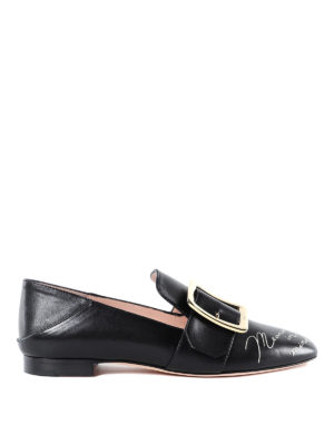 BALLY: Mocassini e slippers - Mocassini Janelle neri con scritta