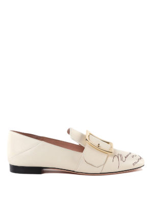 BALLY: Mocassini e slippers - Mocassini Janelle color avorio con scritta