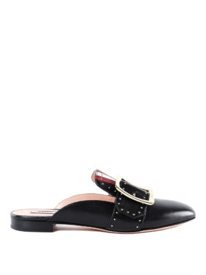 BALLY: Mocassini e slippers - Ciabattine Janesse nere con dettaglio a righe