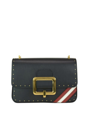 BALLY: borse a spalla - Tracolla Janelle in pelle con borchie dorate