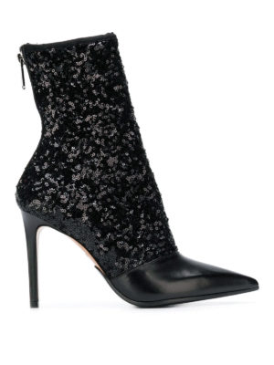 Balmain: tronchetti - Stivaletto in pelle e paillettes