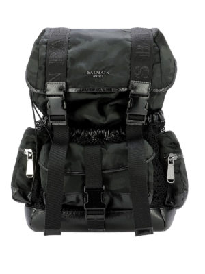 Balmain: zaini - Zaino camouflage nero
