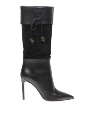 Balmain: stivali - Stivali Mina in pelle e camoscio