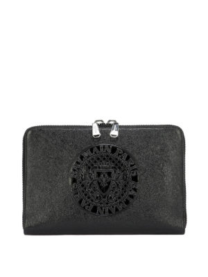 Balmain: pochette - Clutch in pelle con stampa del logo