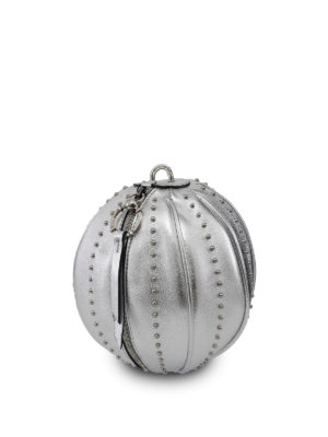Balmain: pochette - Clutch Mini Moon in pelle laminata argento