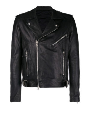 Balmain: giacche in pelle - Giacca di pelle stile biker