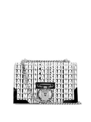 Balmain: borse a spalla - Borsa a tracolla in pelle stampata