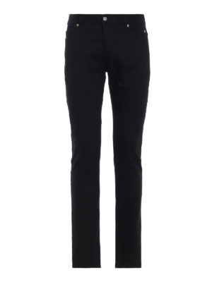 Balmain: jeans skinny - Jeans cinque tasche in denim stretch nero