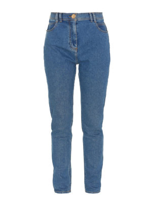 Balmain: straight leg jeans - High rise monogram jeans