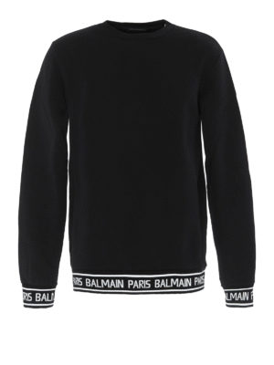 Balmain: Felpe e maglie - Felpa con logo lettering intarsiato