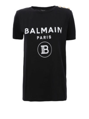 Balmain: t-shirts - Regular-fit jersey logo print t-shirt