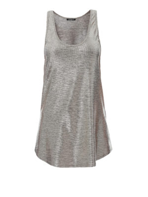 Balmain: Top e canotte - Top in tessuto tecnico argentato